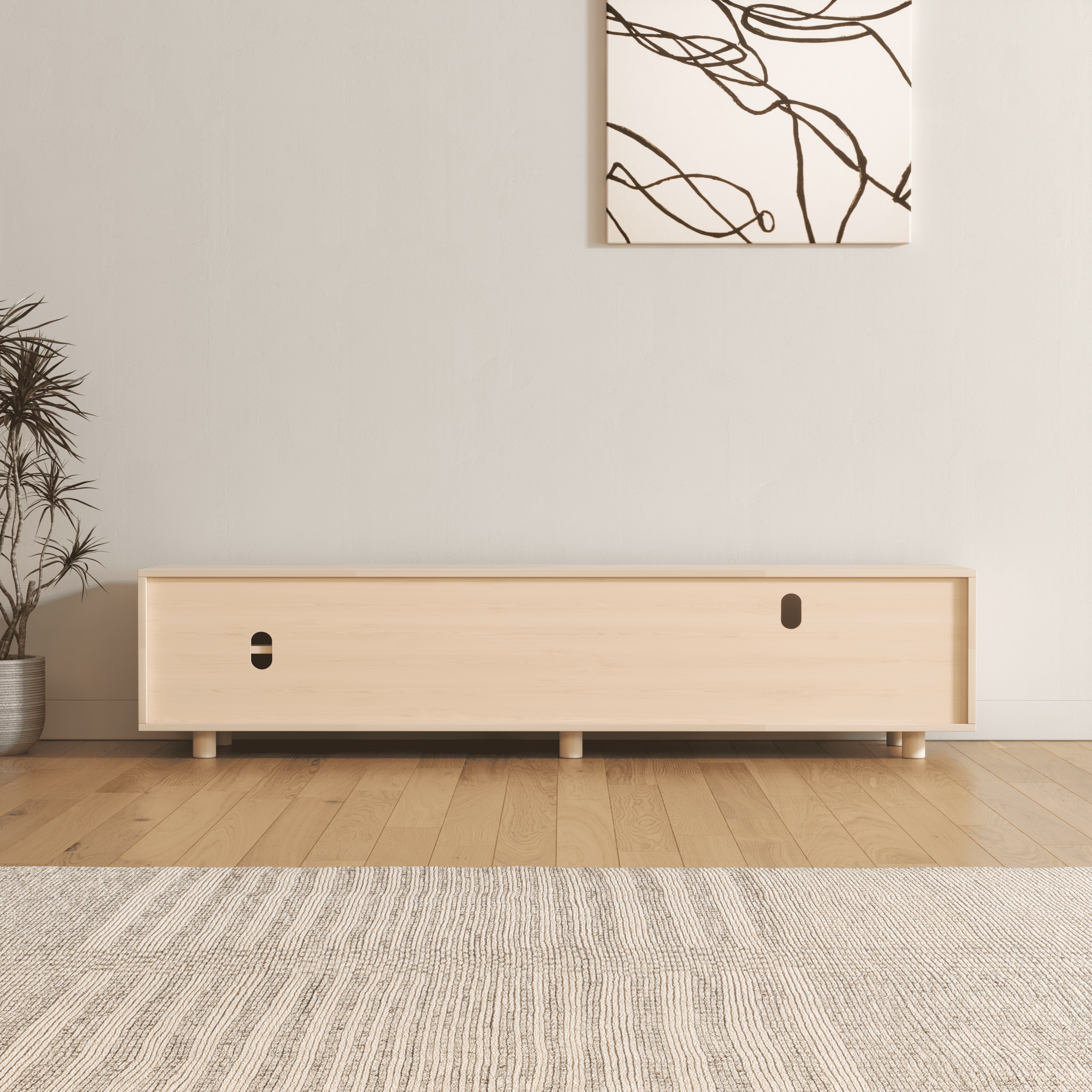 Premium Multifunctional Entertainment Console - TV Stand & Vinyl Storage with Fluted Doors