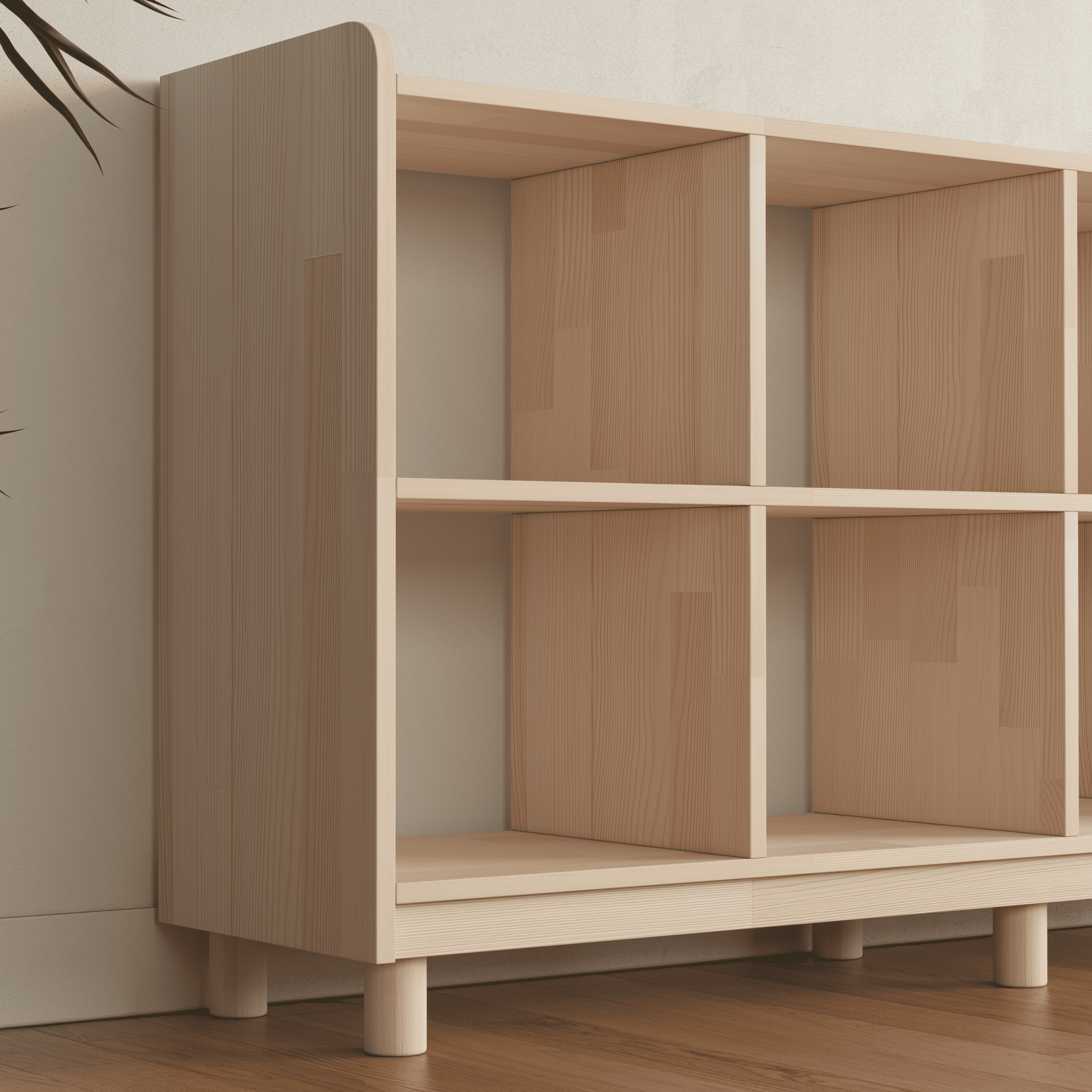 Large Vinyl Record Storage Unit - 8 Compartment Wooden LP Organizer Shelf