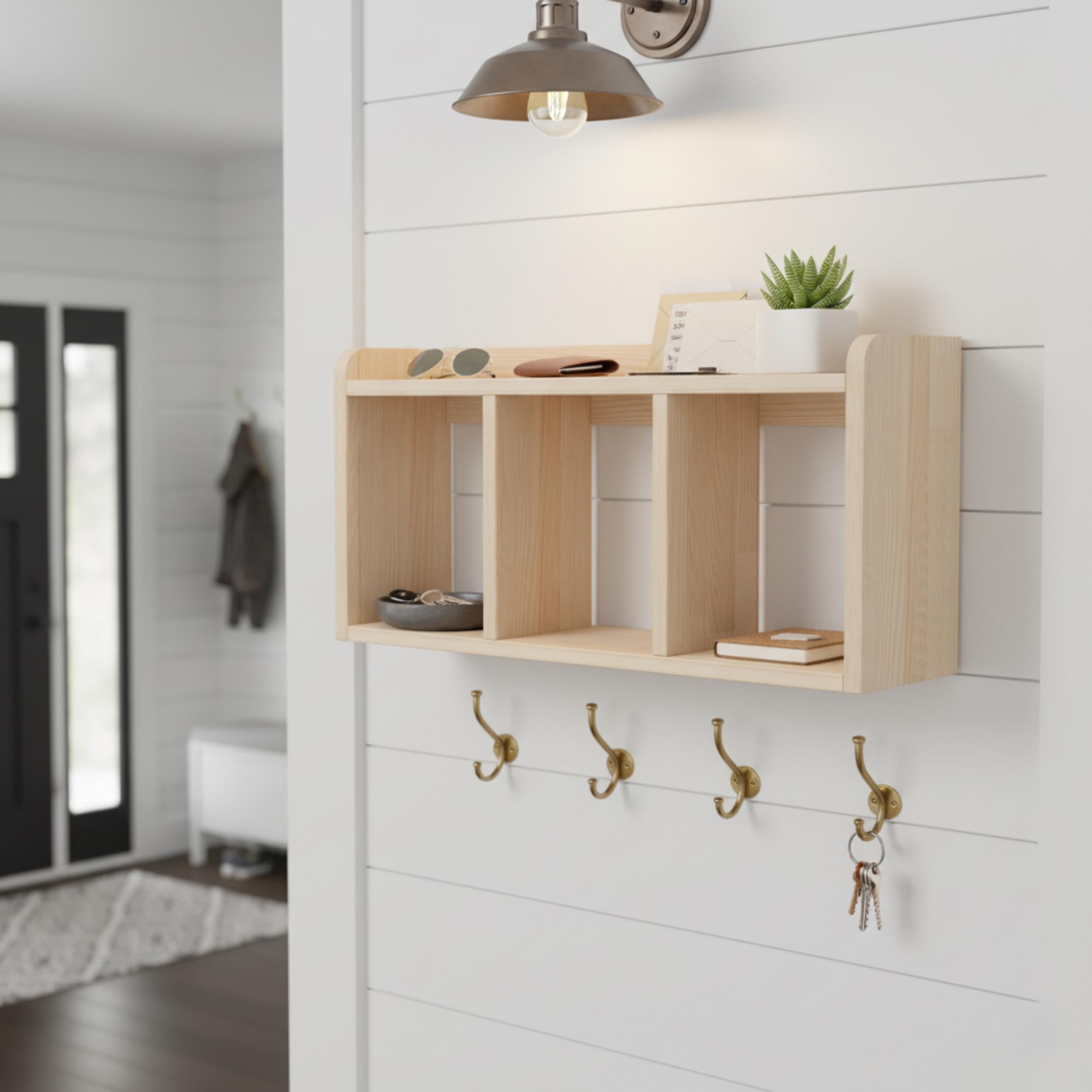 Solid Pine Desk Shelf | Minimalist Japandi Organizer | Eco-Friendly Home Office Storage