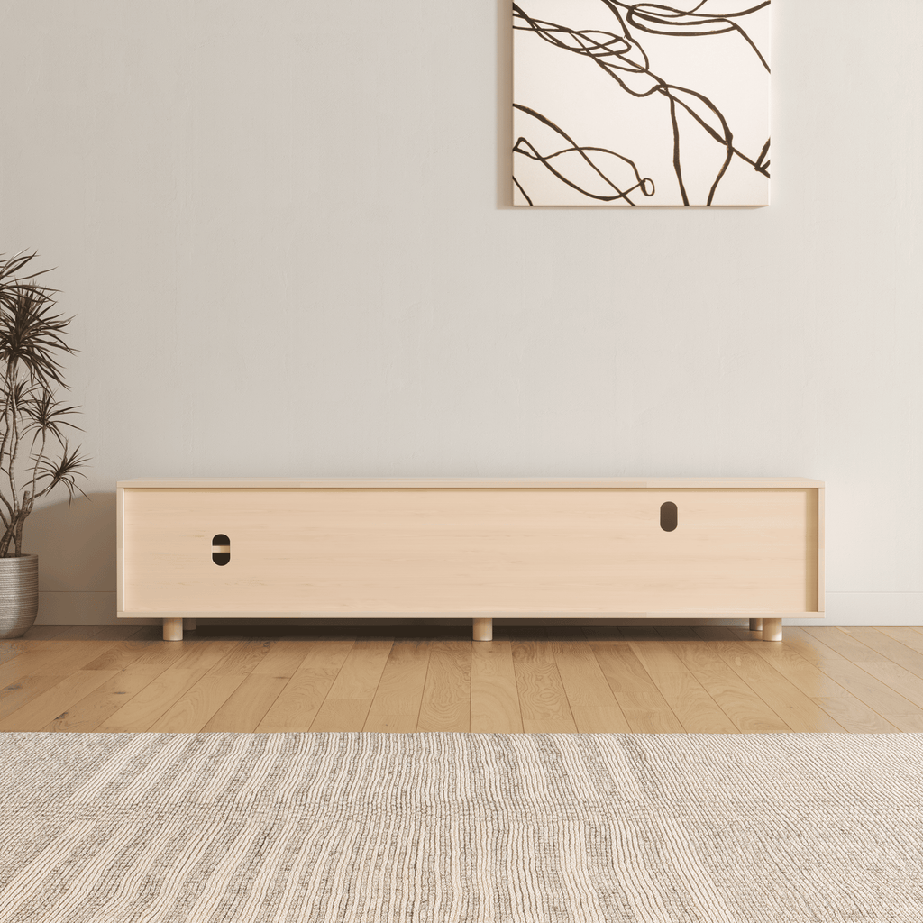 Premium Multifunctional Entertainment Console - TV Stand & Vinyl Storage with Fluted Doors