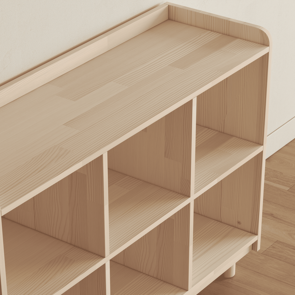 Medium Vinyl Record Storage Unit - 6 Compartment Wooden LP Organizer Console
