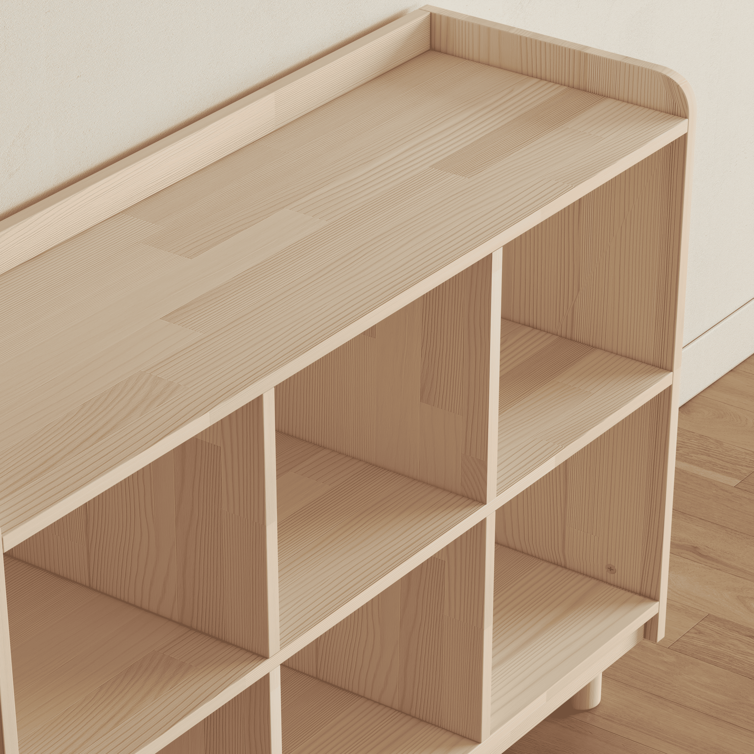 Medium Vinyl Record Storage Unit - 6 Compartment Wooden LP Organizer Console