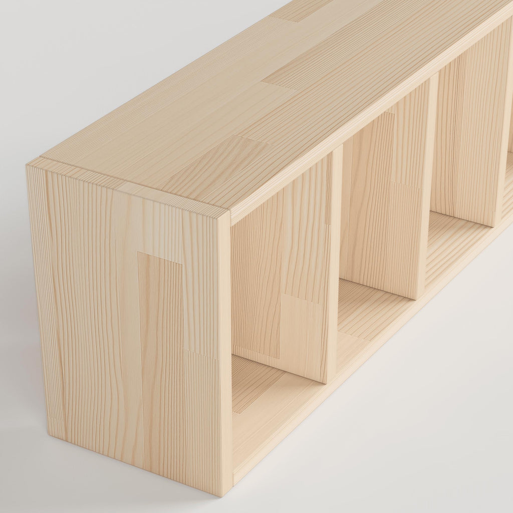 Solid Pine Wood Desk Shelf | Minimalist Bookshelf | Eco-Friendly Workspace Organizer | Japandi Desk Storage