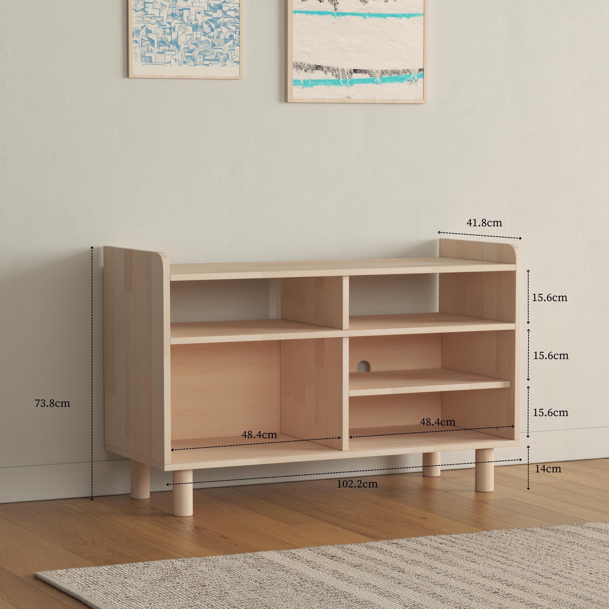 Minimalist Solid Pine TV Unit | Vinyl Record Storage Stand