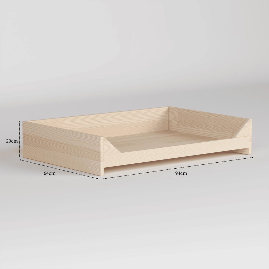 Handmade Pine Dog Bed & Feeder Set for Small Pets