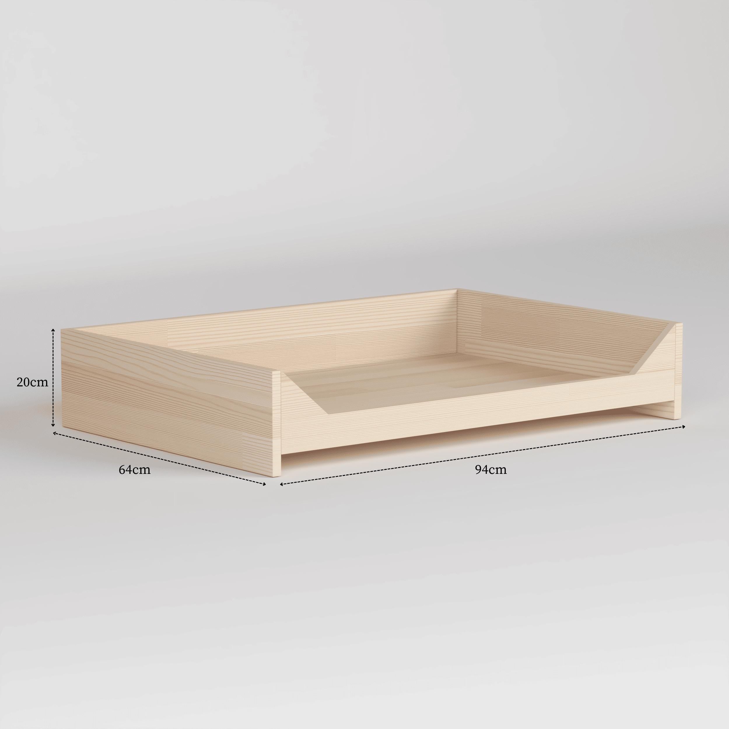 Handmade Pine Dog Bed & Feeder Set for Small Pets