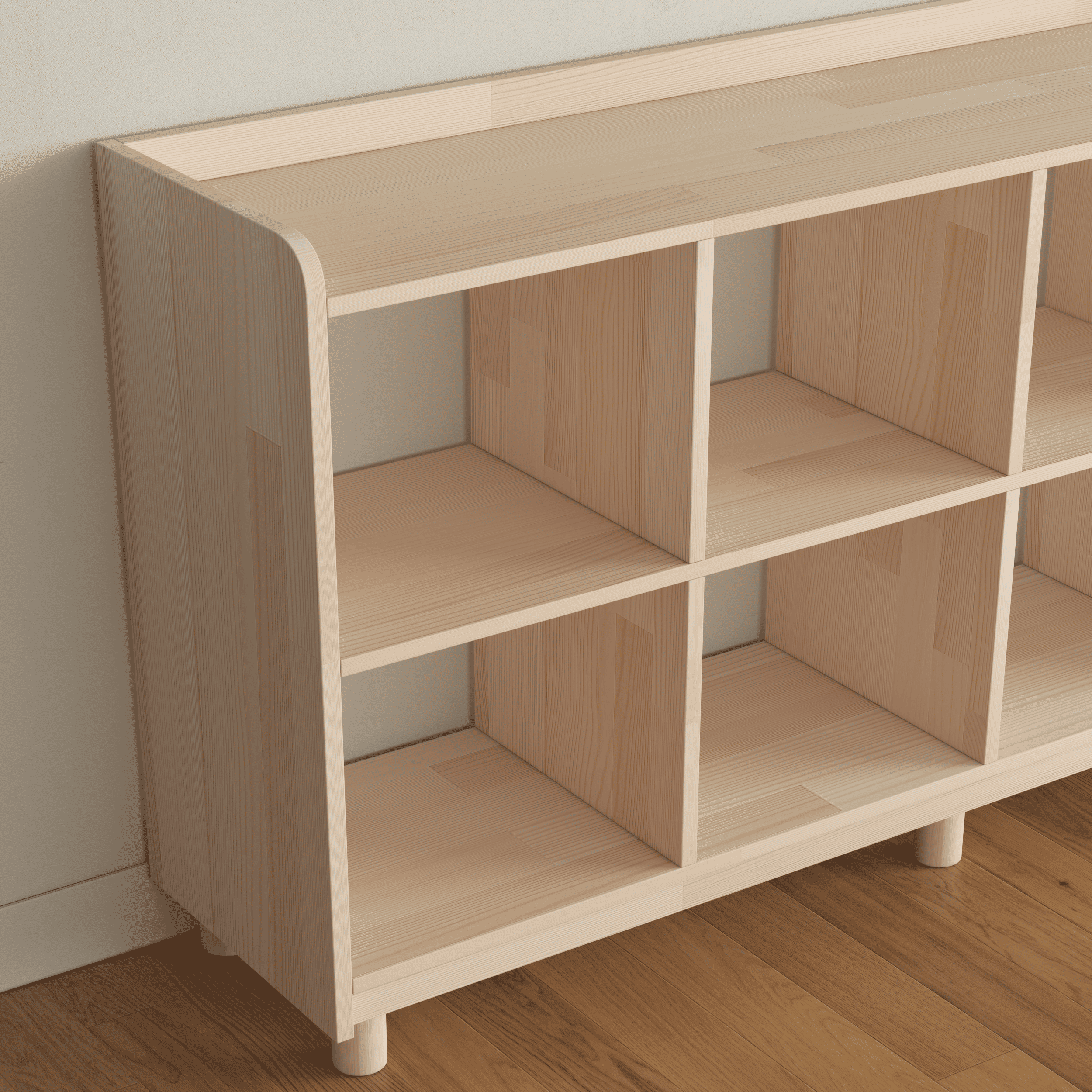 Large Vinyl Record Storage Unit - 8 Compartment Wooden LP Organizer Shelf