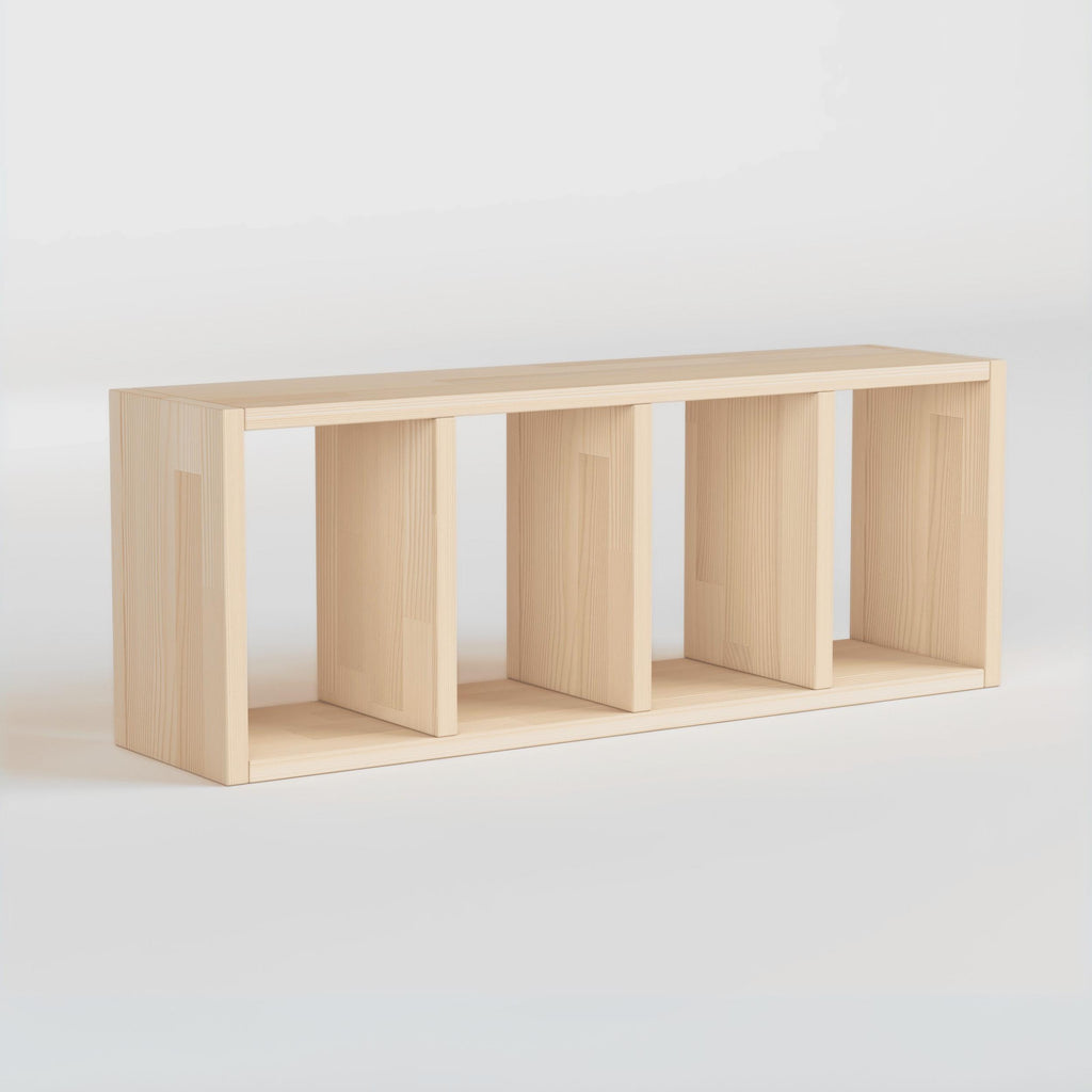 Solid Pine Wood Desk Shelf | Minimalist Bookshelf | Eco-Friendly Workspace Organizer | Japandi Desk Storage