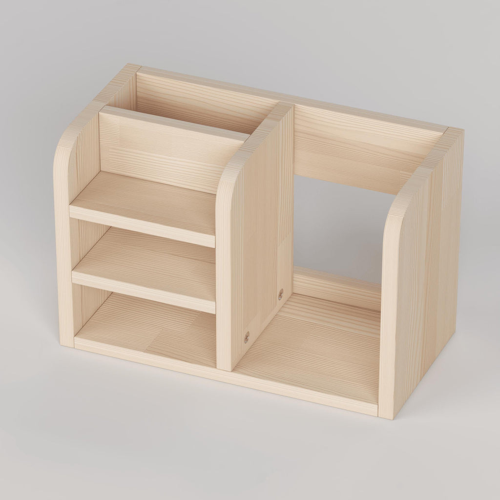 Handmade Pine Desk Shelf | Scandinavian Modern Office Organizer for Books and Stationery