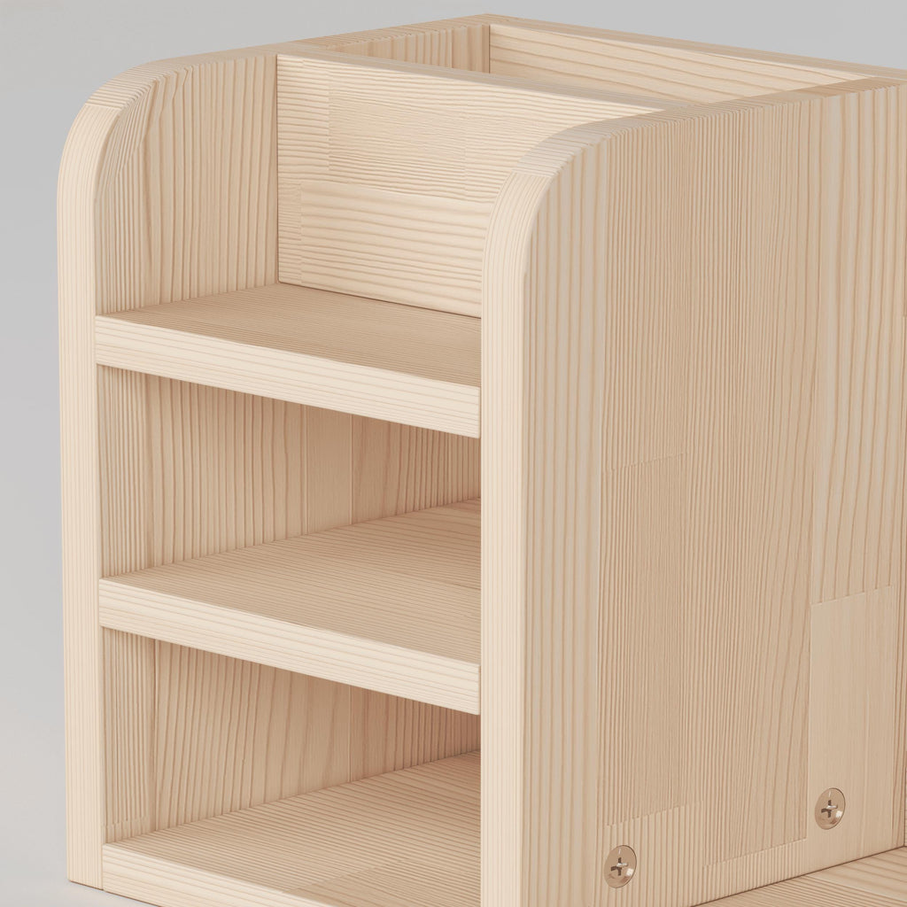 Handmade Pine Desk Shelf | Scandinavian Modern Office Organizer for Books and Stationery