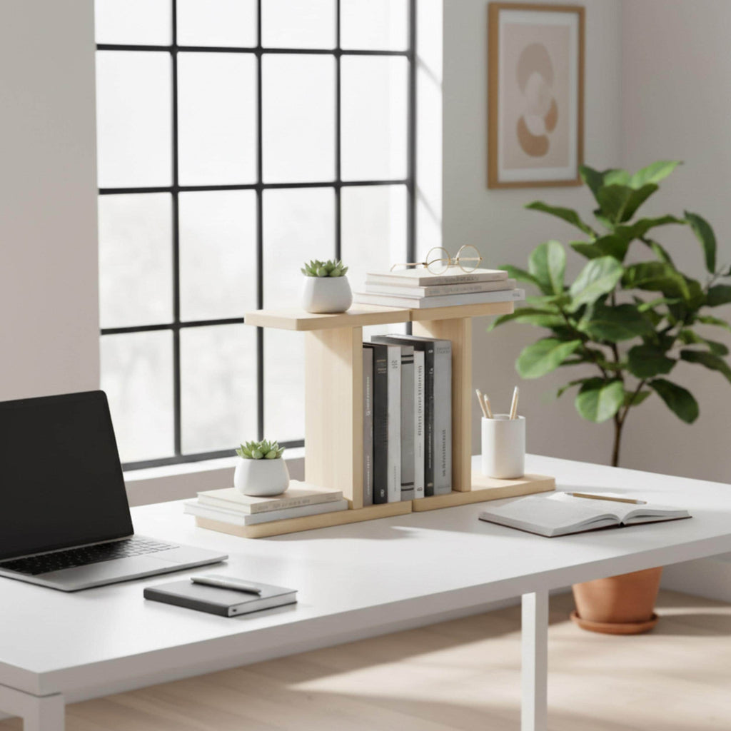 Handmade Solid Pine Desk Shelf: Minimalist Office Organizer