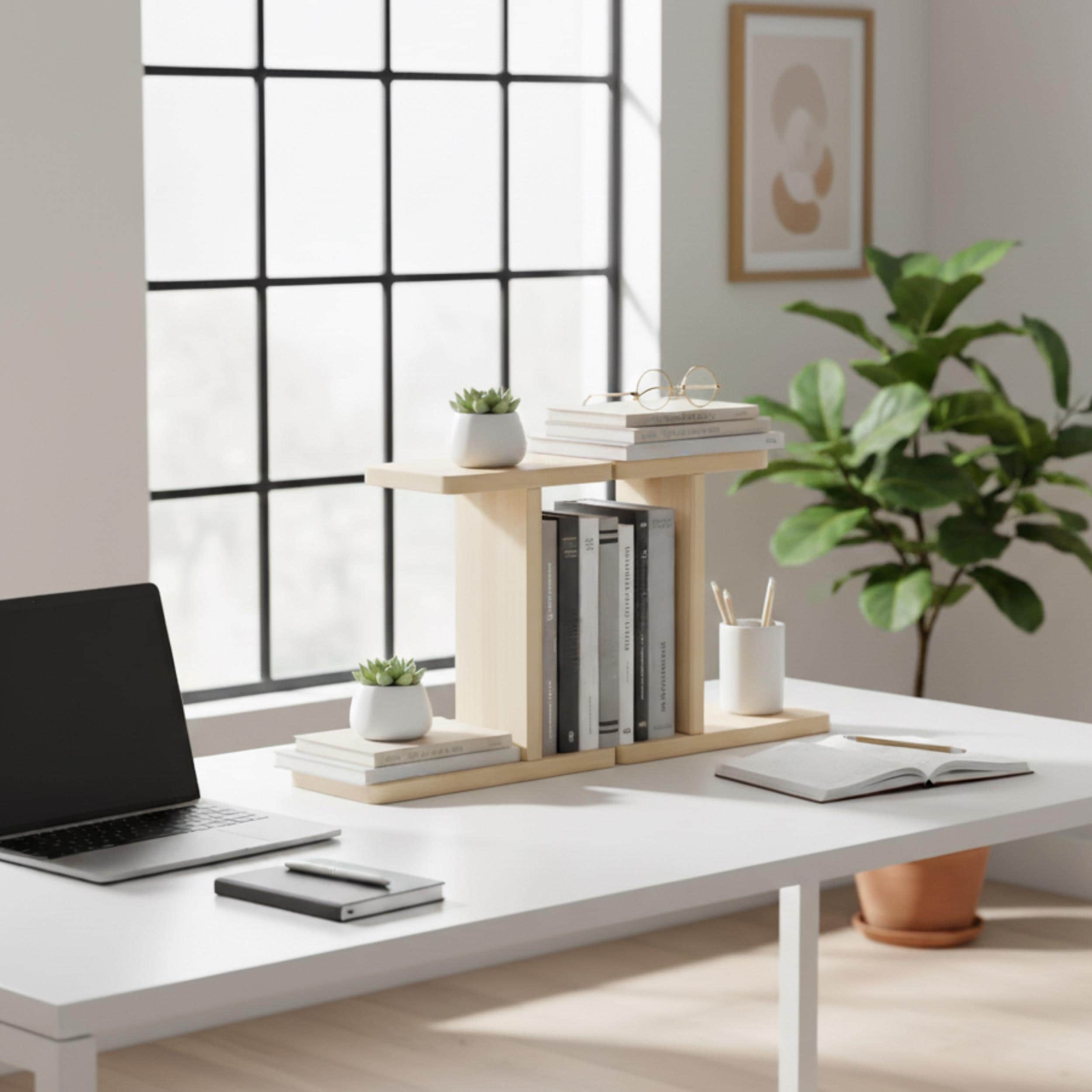 Handmade Solid Pine Desk Shelf: Minimalist Office Organizer