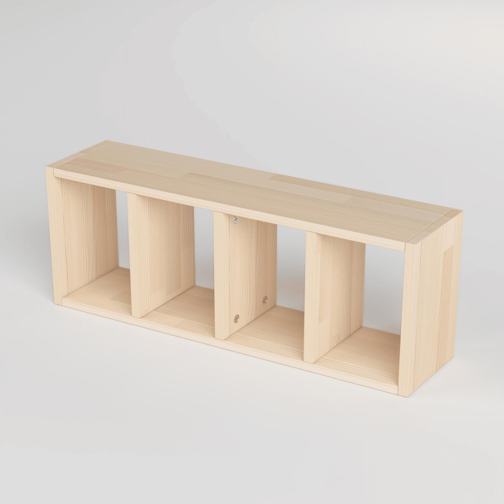 Solid Pine Wood Desk Shelf | Minimalist Bookshelf | Eco-Friendly Workspace Organizer | Japandi Desk Storage