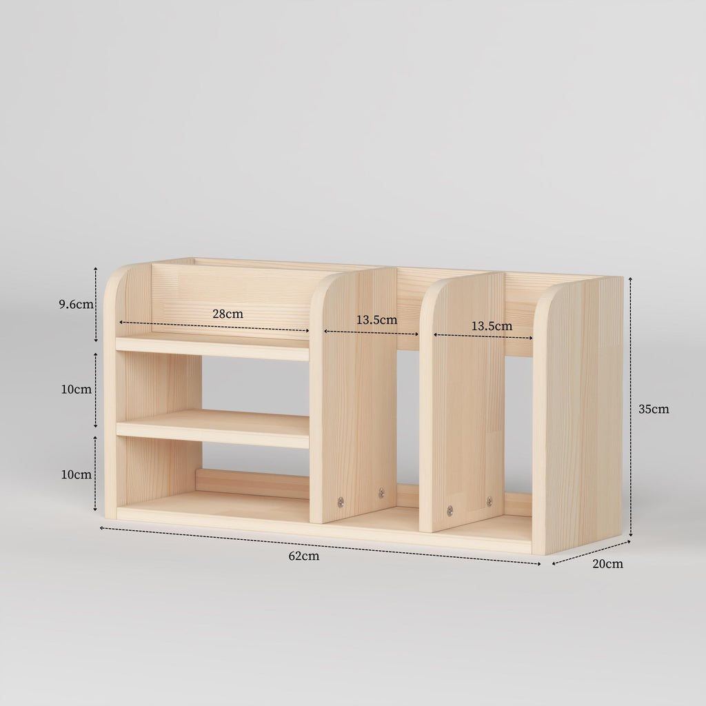 Handmade Pine Desk Shelf: Nordic Style Desktop Organizer