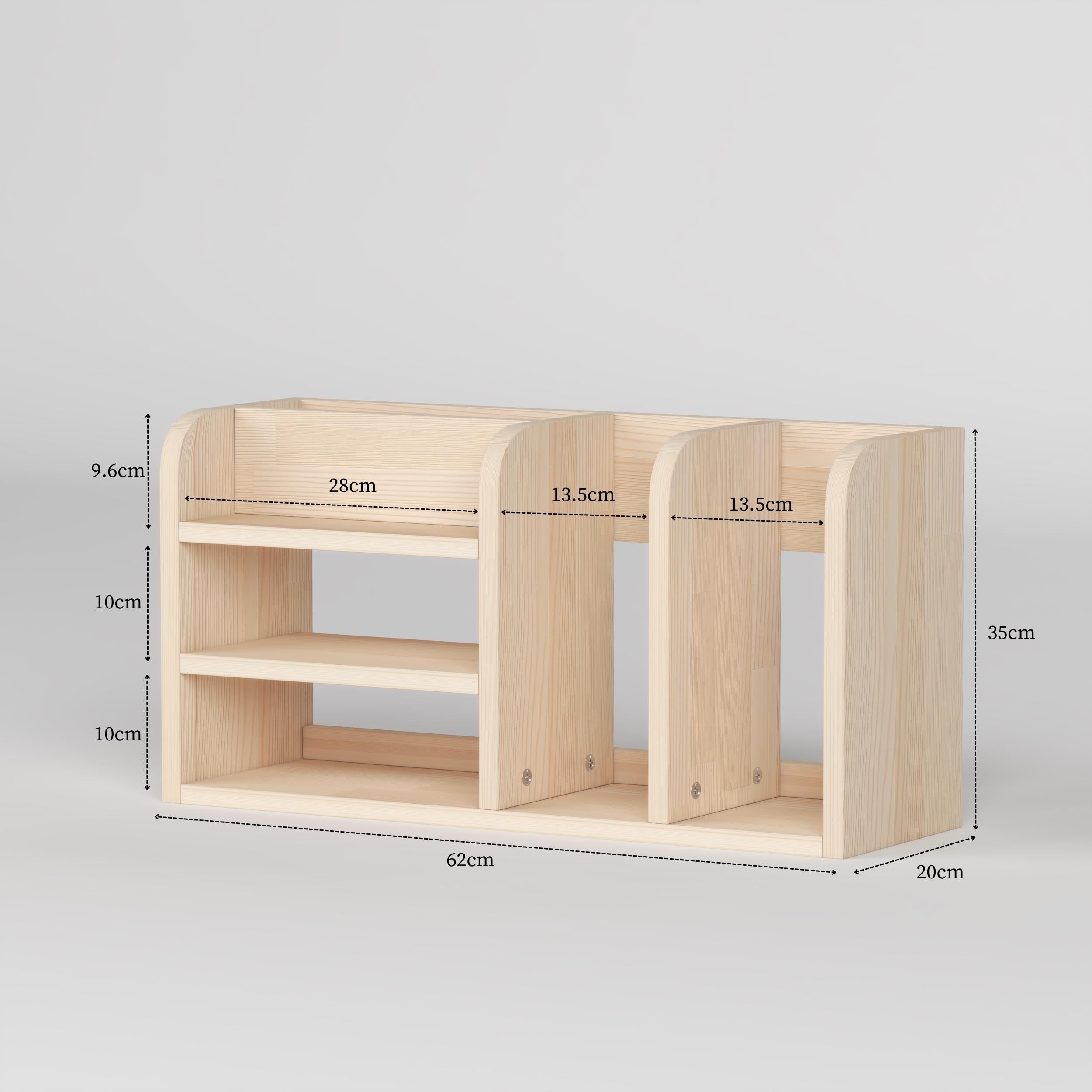 Handmade Pine Desk Shelf: Nordic Style Desktop Organizer