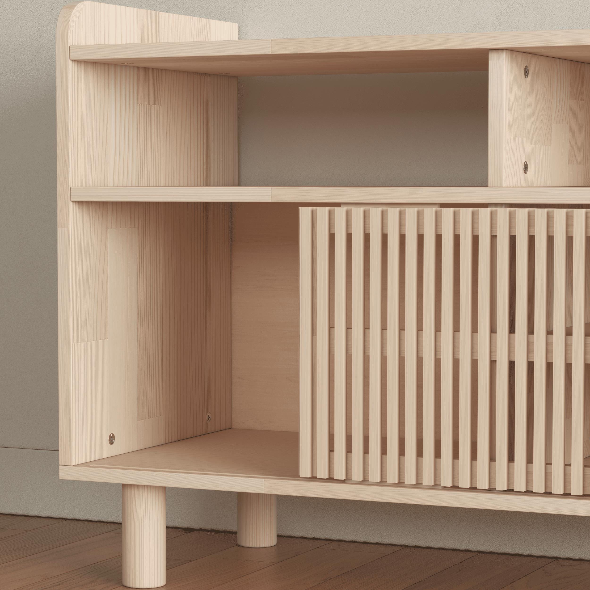 Minimalist Solid Pine TV Unit | Vinyl Record Storage Stand