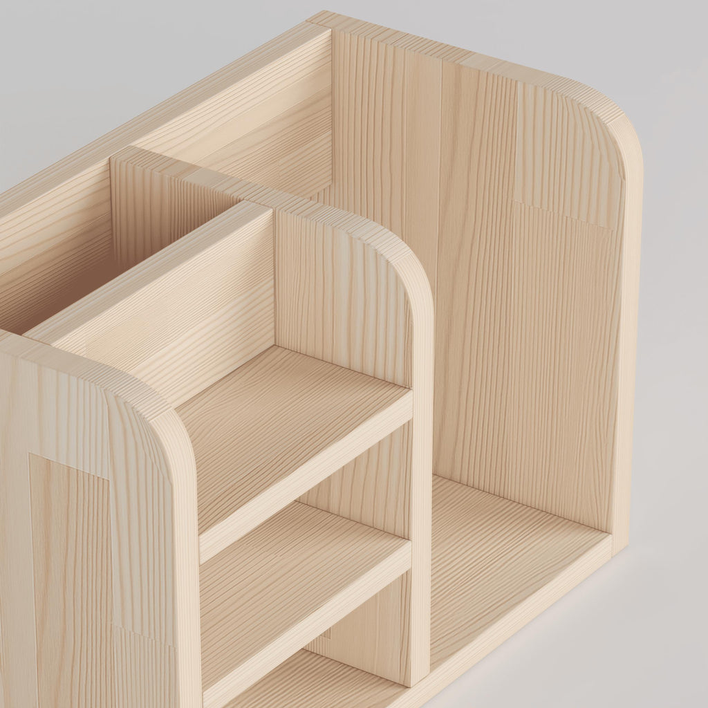 Handmade Pine Desk Shelf | Scandinavian Modern Office Organizer for Books and Stationery