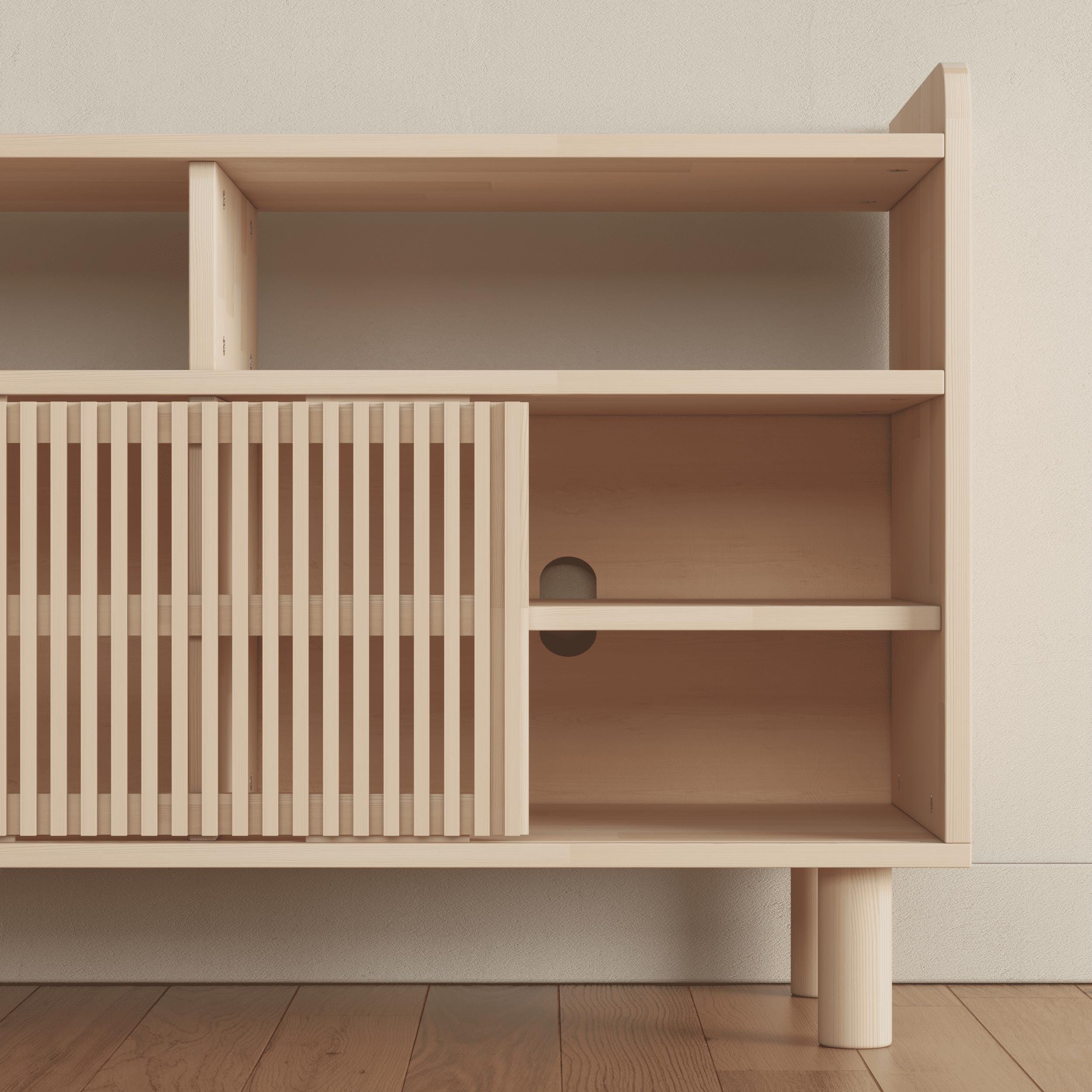 Minimalist Solid Pine TV Unit | Vinyl Record Storage Stand