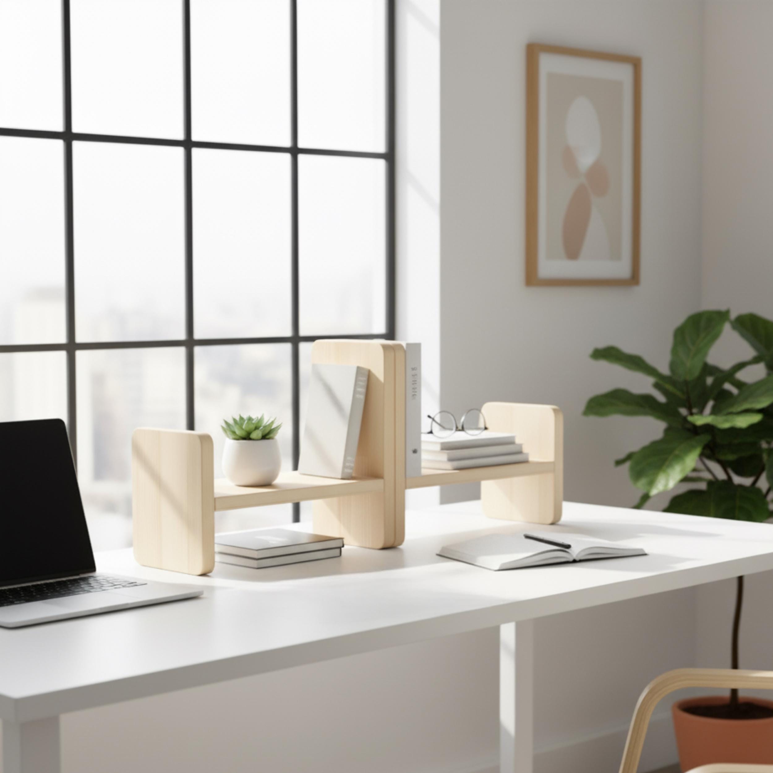 Handmade Solid Pine Desk Shelf: Minimalist Office Organizer