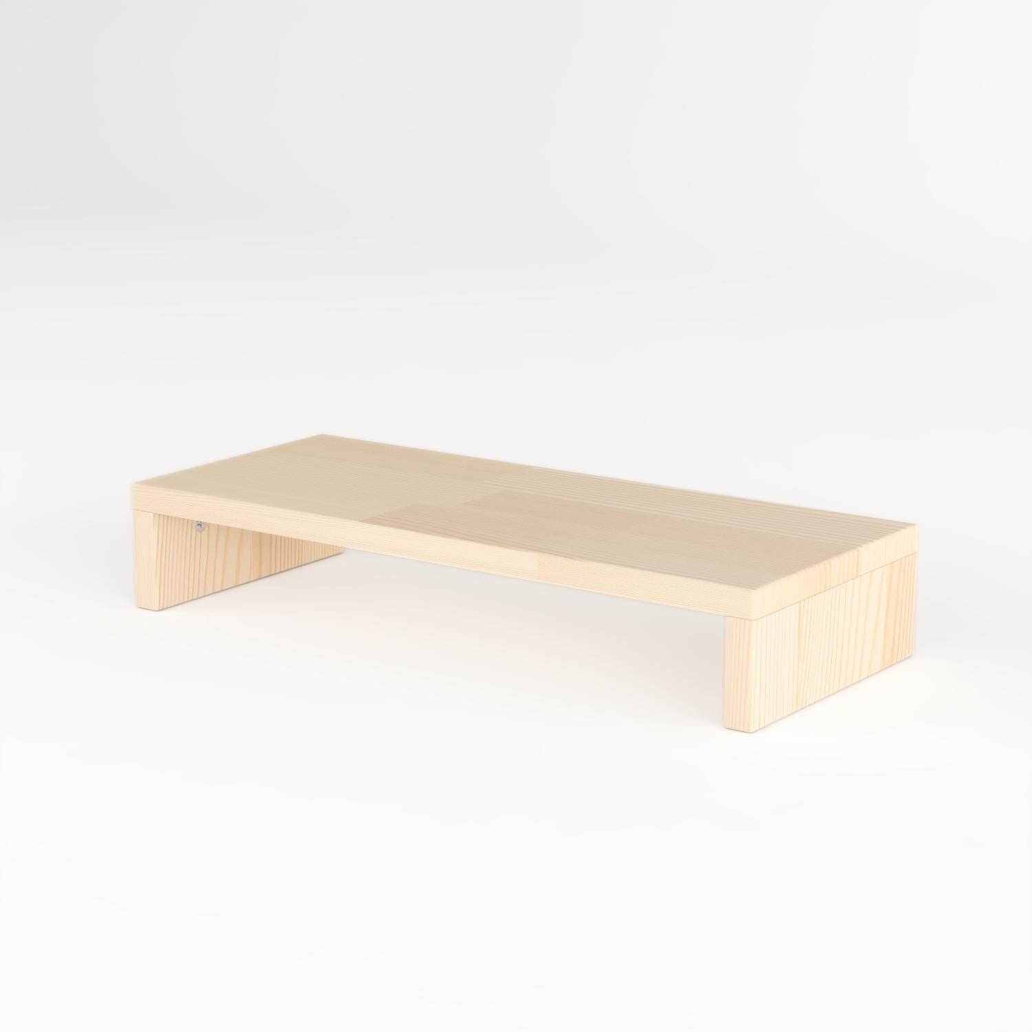 Handmade Pine Wood Monitor Riser: Ergonomic Desk Organizer